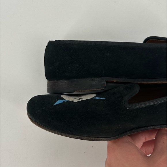Stubbs & Wootton Skull Lightning Embroidered Suede Loafers Smoking Slippers 7.5 - Picture 10 of 14